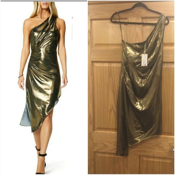 Sussana One- Shoulder Assimetrical Metallic Silk - Picture 2 of 12